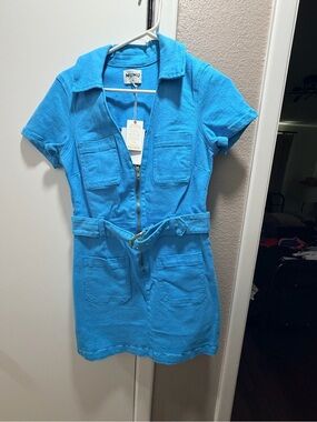 Show Me Your Mumu Bright Turquoise Zip Dress